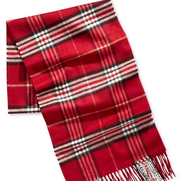 NWT V. FRASS CASHMINK Red Black White Scarf - Picture 1 of 8